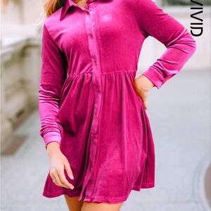 Vivid Pink Long Sleeve Dress